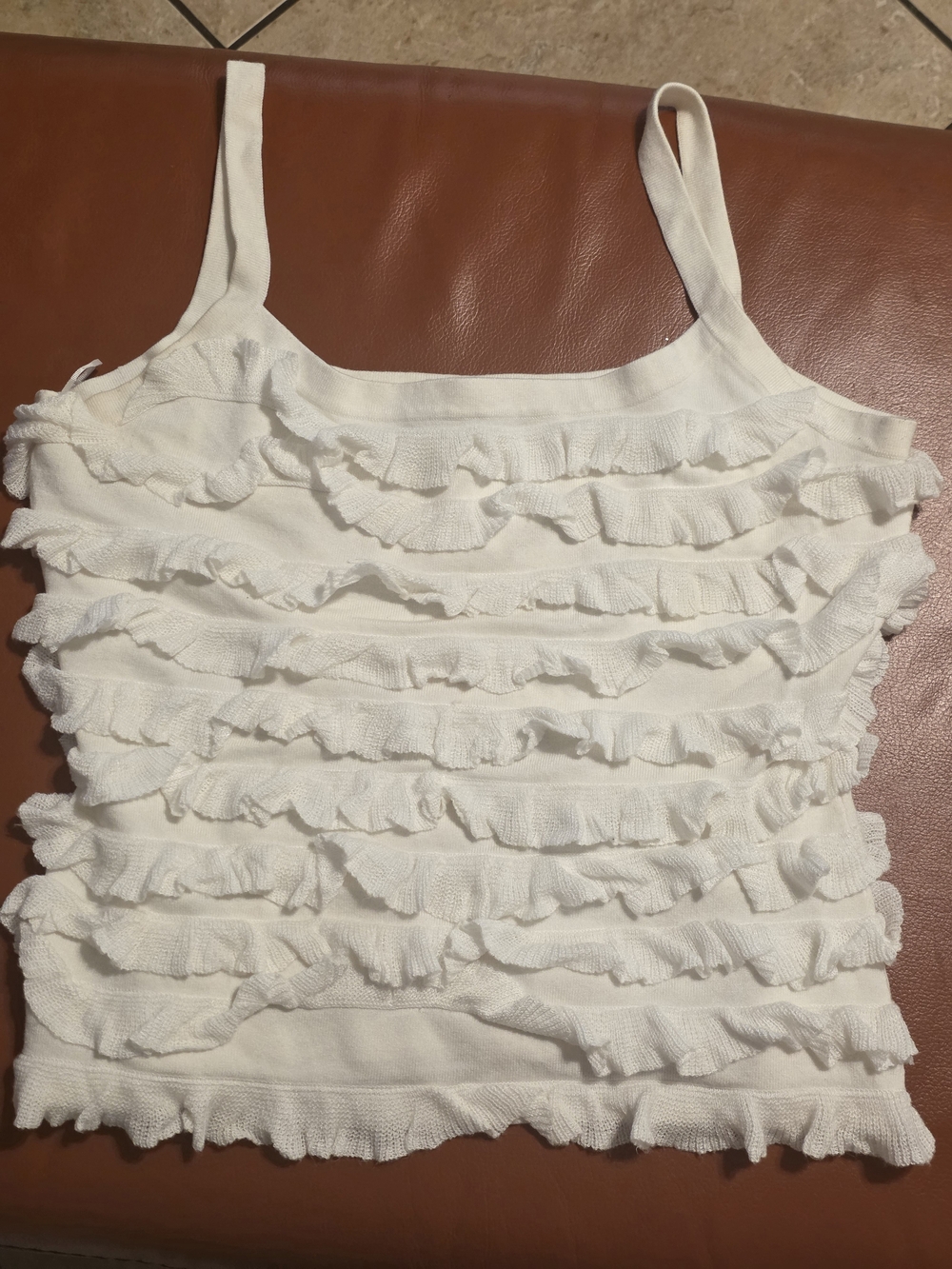 INC International Concepts White Ruffled Camisole